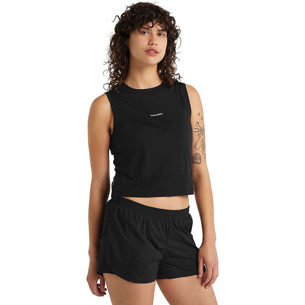 Icebreaker ZoneKnit women's tank top in black, sleeveless crew neck