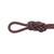 The Maxim Pinnacle 9.5mm Climbing Rope, shown in black and red with a figure-eight knot forming a secure loop, is a lightweight cord ideal for outdoor climbing use.