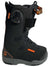 The Union Youth Cadet Boot is a black kids' boot with orange accents, a gray sole, Velcro strap, side BOA closure, pull tab for easy wear, and branded labels.