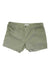 The Carve Designs Women's Oahu 4 Inch Short features olive corduroy, a slim fit, front and back pockets, belt loops, button and zipper closure, plus frayed hems—perfect for effortless style.