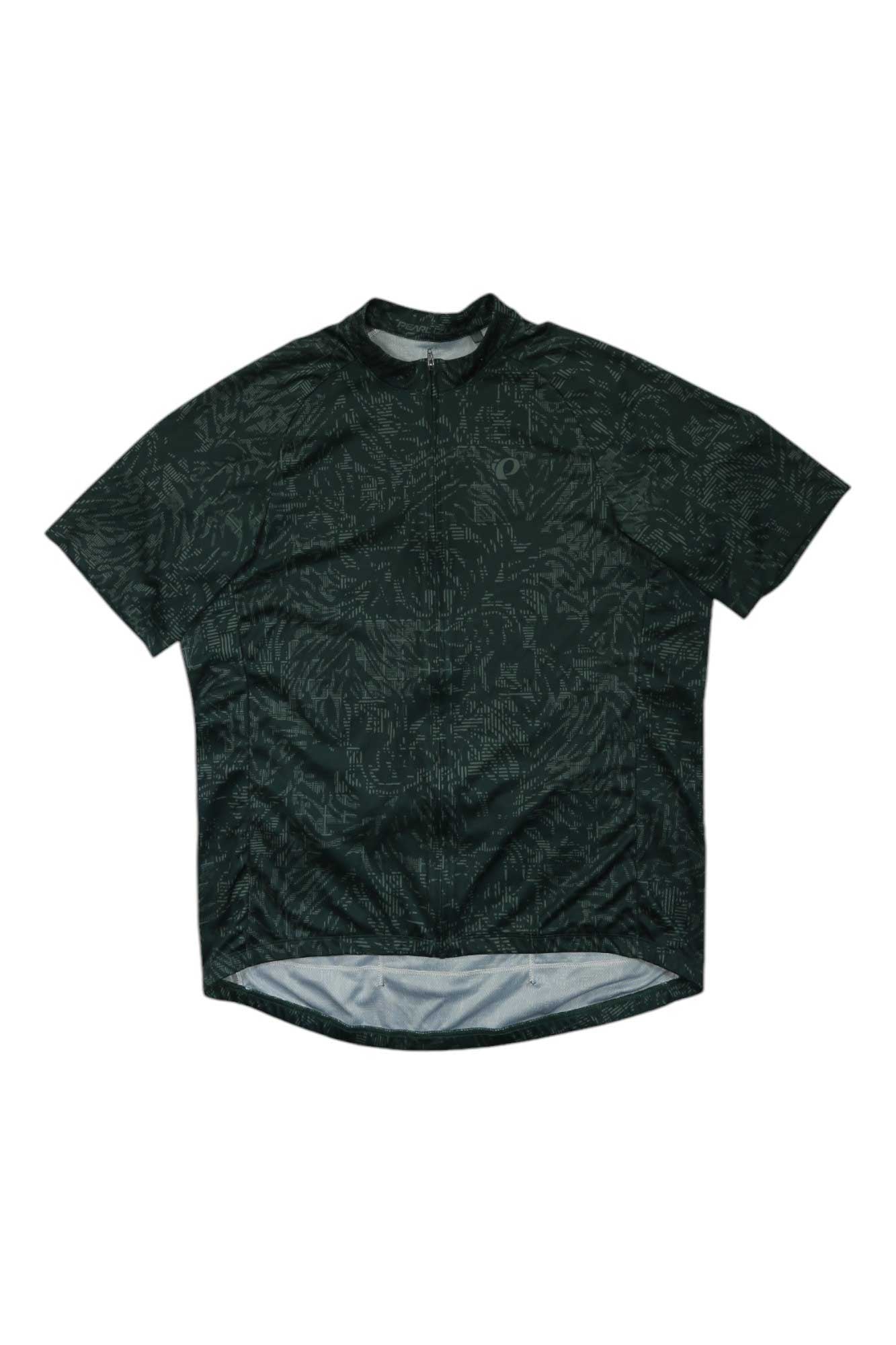 Pearl Izumi men's short-sleeve cycling jersey, dark green patterned, crew neck
