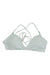 The Carve Designs Women's Tamarindo Top is a light blue and white striped swim top with string ties, laid flat on a white background. Made from recycled materials for an eco-friendly touch.