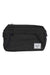 The Herschel Supply Company Chapter Travel Kit is a dark gray rectangular waist bag made from recycled fabric, with a front zipper pocket and a white logo patch on the bottom right, shown on a white background. Ideal as a compact travel kit.