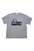 Men's short-sleeve T-shirt, light gray, chest graphic with mountain logo