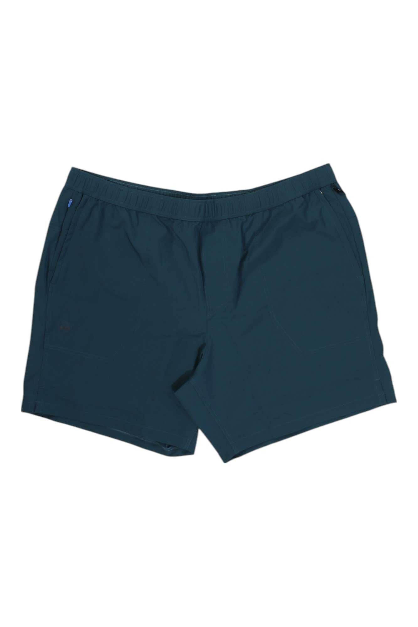 Men's 7-inch transit shorts, dark teal with elastic waistband