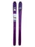 Purple ski pair with white topsheet panel and red diagonal stripe