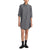 Women’s dark gray chambray dress with point collar, button front, and rolled 3/4 sleeves