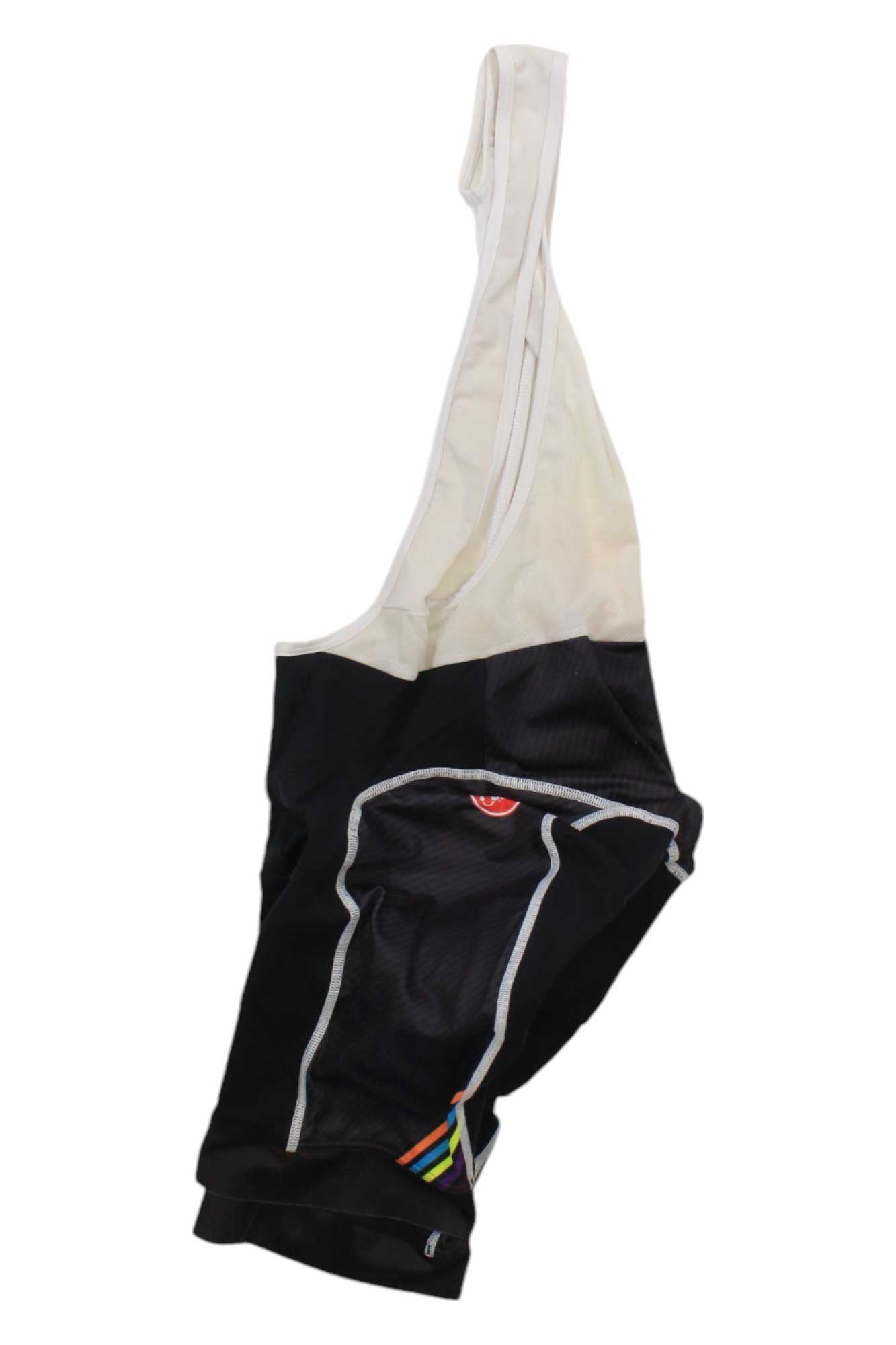 Men's black cycling bib shorts with white trim and Vision logo