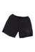 The Norrona Womens Senja Flex1 8 Inch Short is a plain black breathable short with an elastic waistband and a small logo on the lower left leg, shown on a white background.