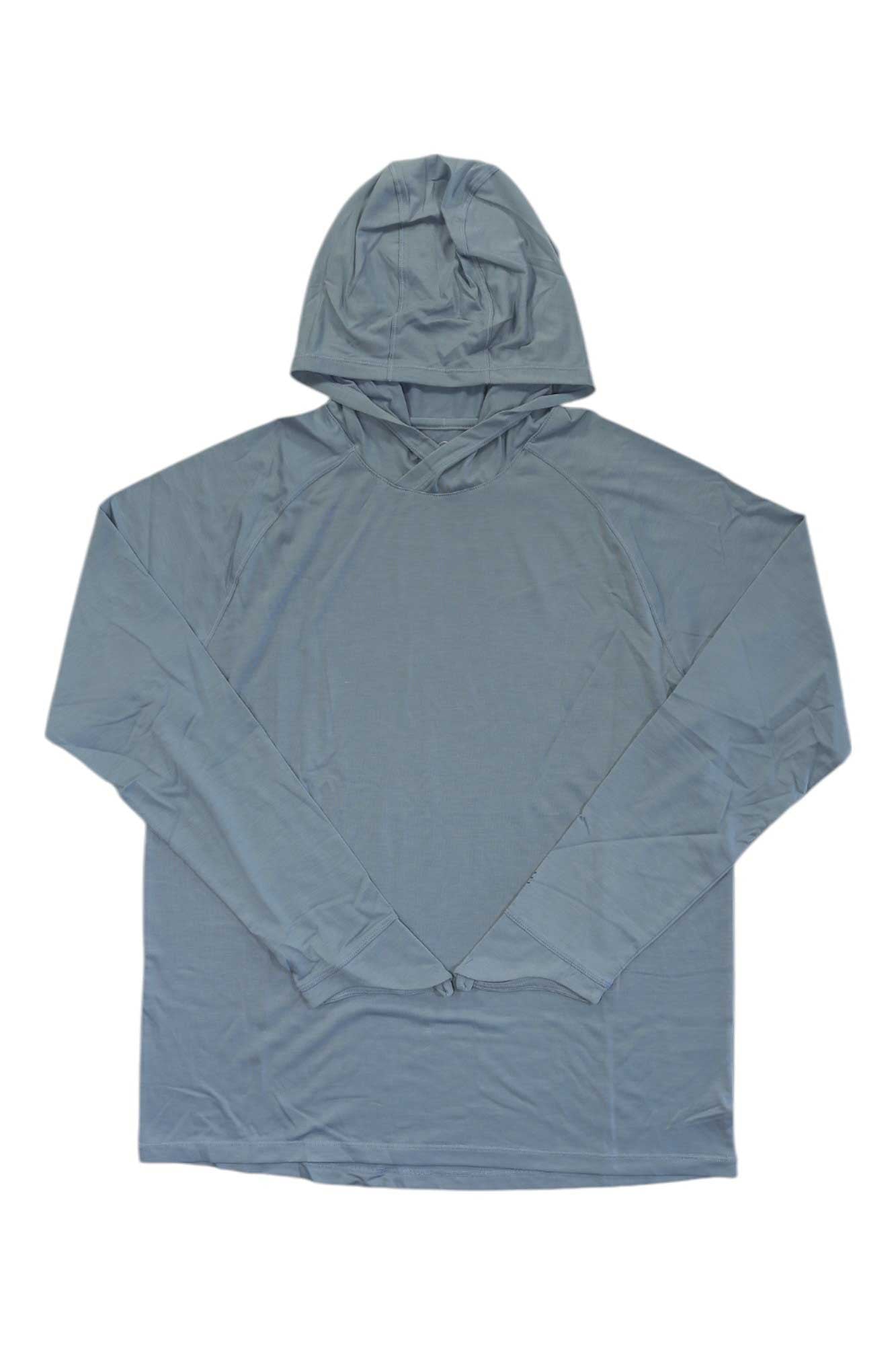 Men's blue hooded pullover with long sleeves
