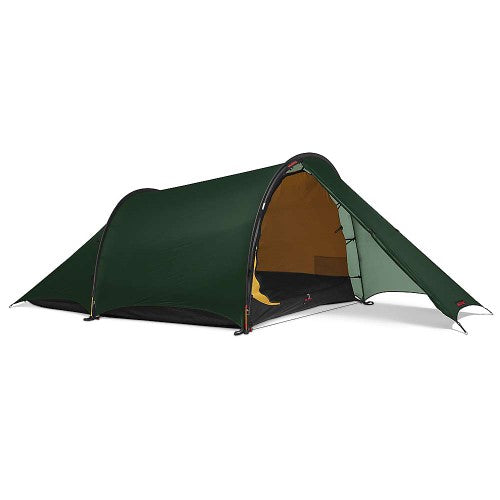 Hilleberg Anjan 3P three-person tent, dark green fly with open front and mesh inner