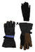 Three pairs of gloves, including the Dakine Men's Leather Titan GTX Glove, are displayed on a white background. They feature varying lengths, materials, and cuff types in both black and brown tones, with styles like waterproof and insulated snowsports gloves.
