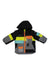 The Obermeyer Boys Nebula Jacket is an insulated, color-block ski jacket with front pockets, button and zipper closures, and a standout orange front zipper.