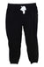 The Glyder Womens Comfort 7/8 Jogger in black features elastic cuffs and a white drawstring, laid flat on a white background—ideal for an effortless athleisure look.