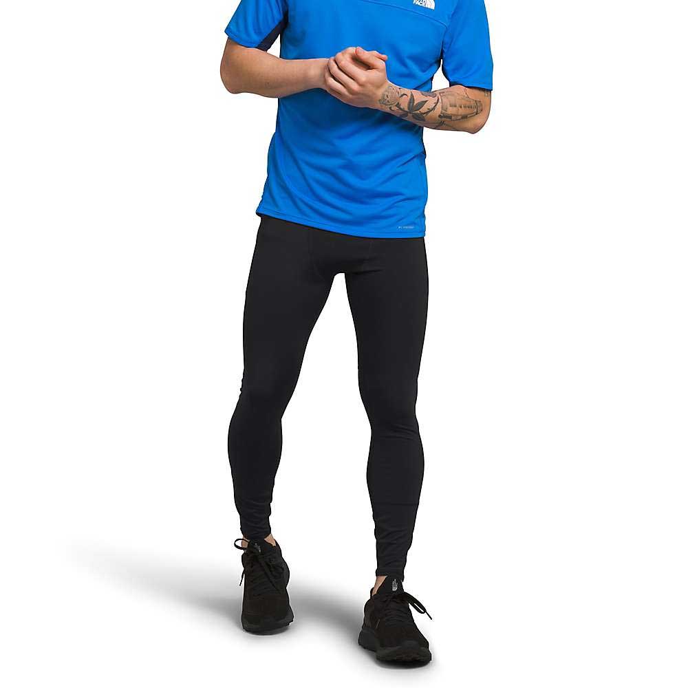 The North Face men's Movmynt tight leggings, dark black with knee panel and ankle fit