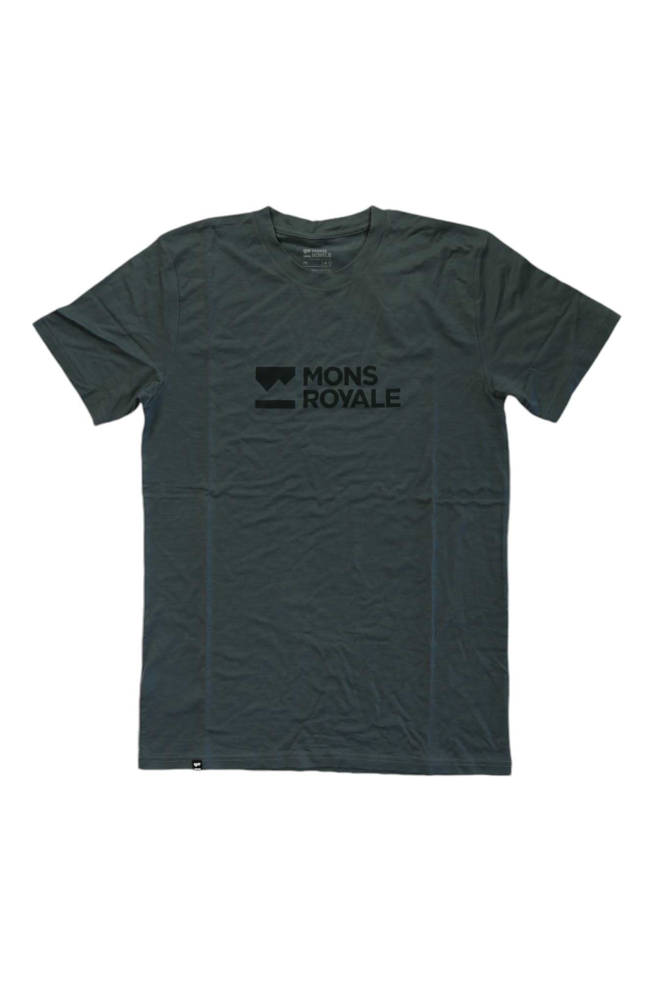 Men's dark green Icon T-shirt with small chest Mons Royale logo