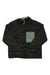 The Under Armour Womens Latitude Reversible Full Zip Jacket features a black design with a high collar, front zipper, and a light gray square pocket on the left chest. Laid flat on a white background—ideal for your next hiking adventure.