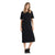 Icebreaker Granary women's black tee dress, crew neck, short sleeves, midi length