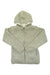 Sage green cable-knit hoodie sweater with full-length zipper and front pockets