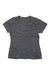 The Black Diamond Womens Lightwire Tech Tee, a plain short-sleeve dark gray moisture-wicking shirt with a crew neck, is laid flat on a white background and appears slightly wrinkled.