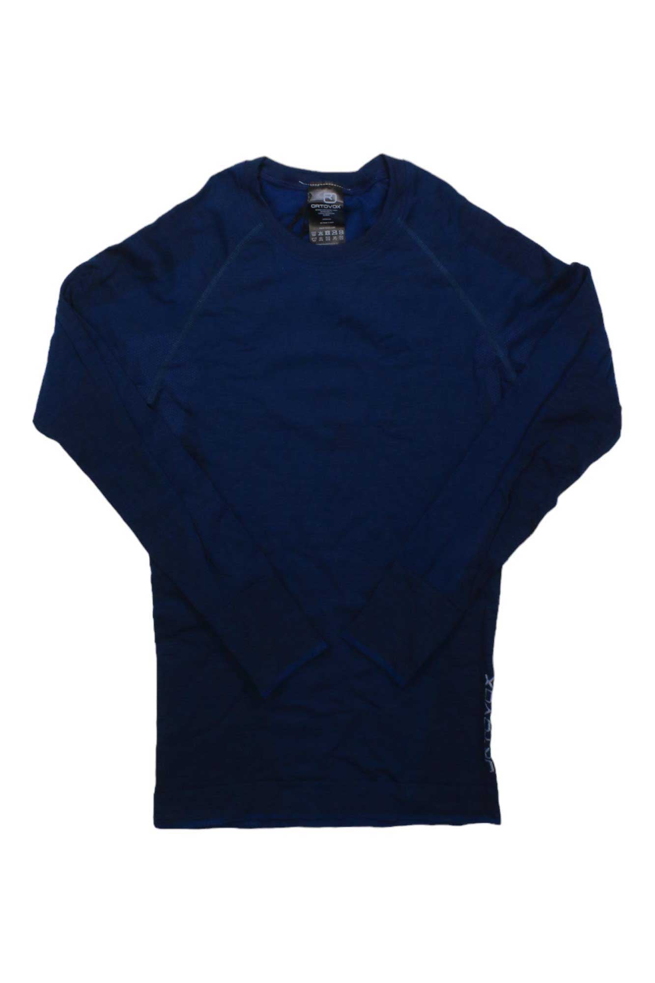 Men's dark blue long-sleeve base layer top with crew neck