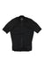 The Mens Pro Team Midweight Short Sleeve Jersey in black features a full front zipper and streamlined design. This men’s cycling jersey is shown laid flat on a white background.
