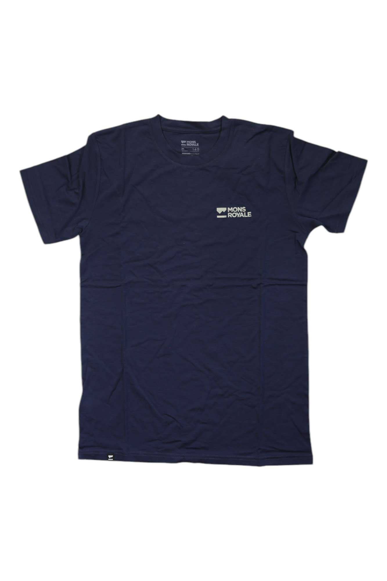 Men's navy Icon T-shirt with small chest Mons Royale logo