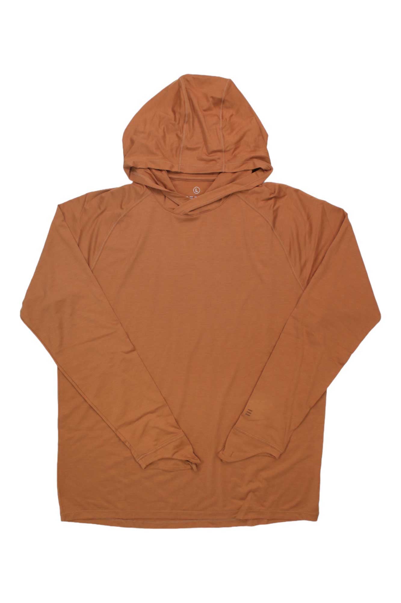 Men's rust brown hooded pullover with long sleeves