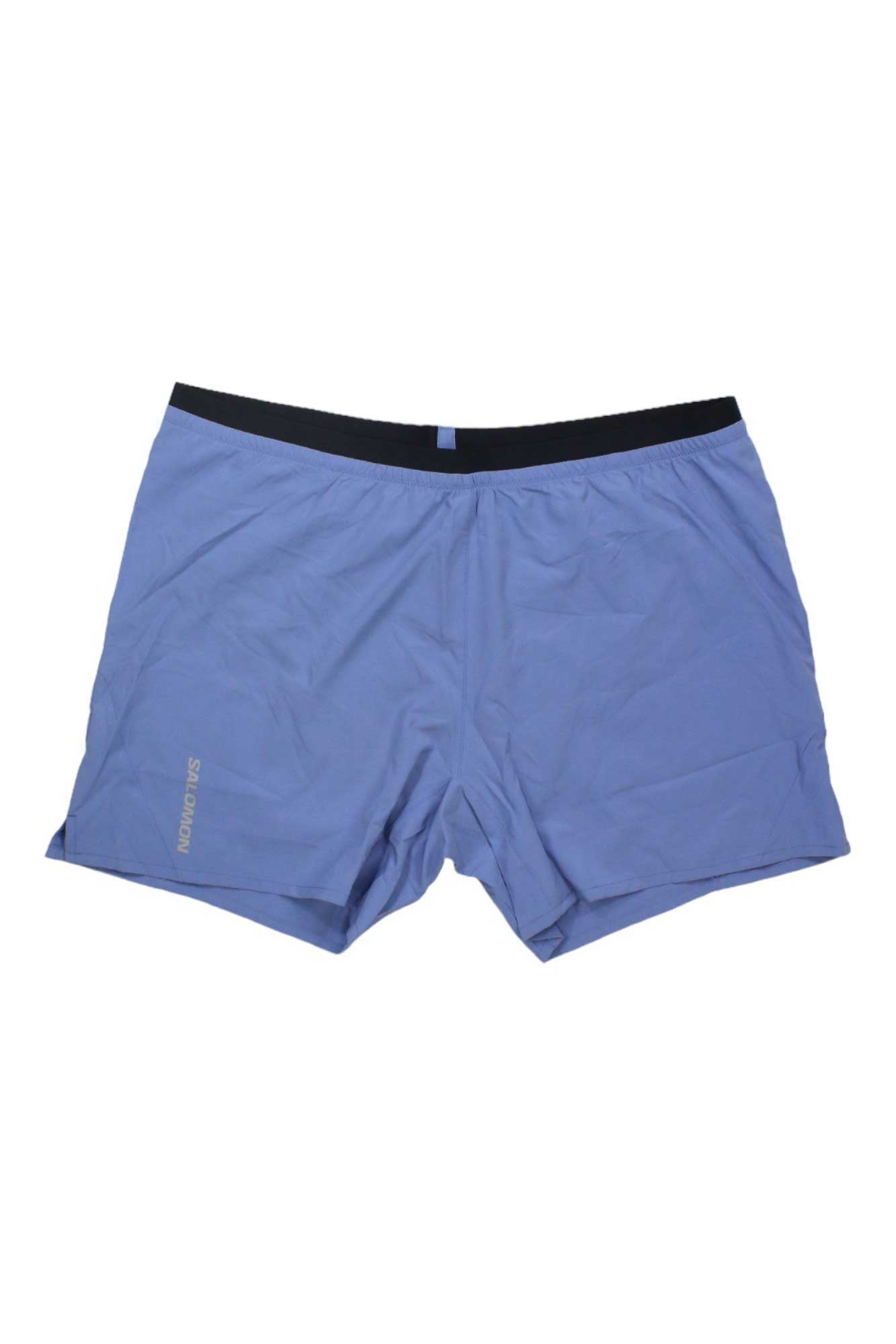 Men's blue 5-inch running shorts with elastic waistband and small side logo