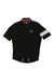 The Rapha Mens Super Lightweight Jersey is a black, short-sleeve cycling top with pink trim, a white stripe on the left sleeve, front zipper, and features the Rapha logo and RIDERS text on the left chest.