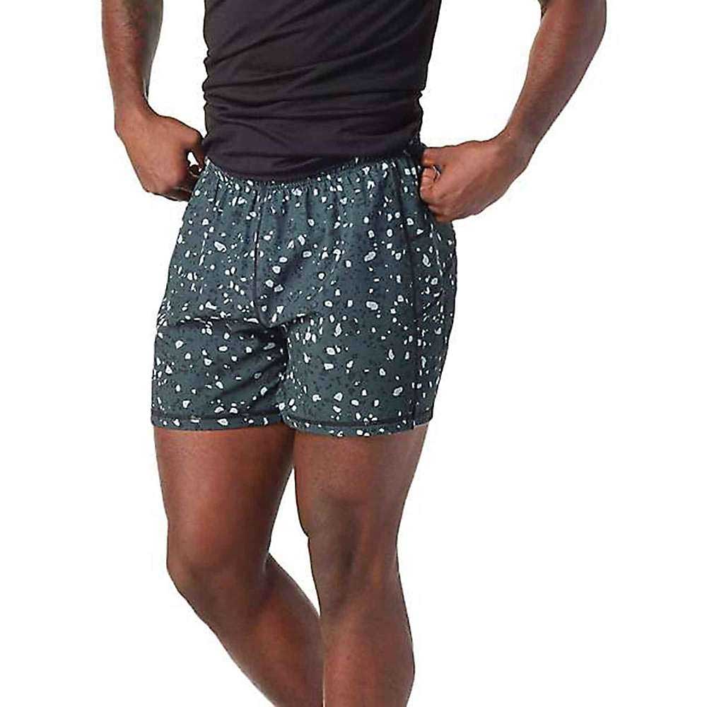 Men's merino sport lined 5-inch shorts, dark teal speckle print with built-in liner