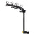 4-bike hitch mount bike rack, black frame with four wheel cradles and hitch receiver arm