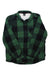 The Black Diamond Mens Project Lined Flannel Shirt features green and black plaid organic cotton, long sleeves, a collar, front buttons, and a chest pocket, shown laid flat on a white background.