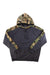 Men's camo blocked hoodie with navy front and camouflage hood and sleeve panels