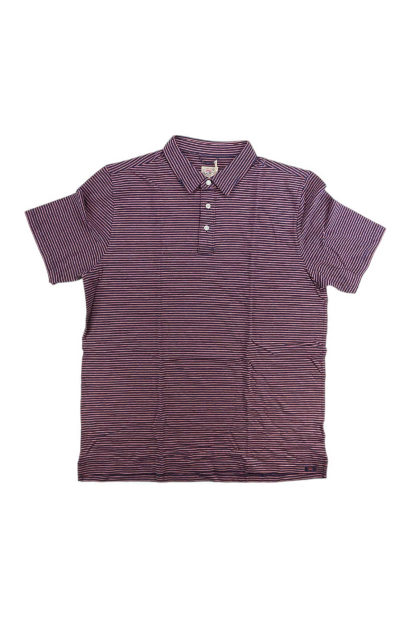 Men's striped polo shirt, short sleeves, 3-button placket and striped knit