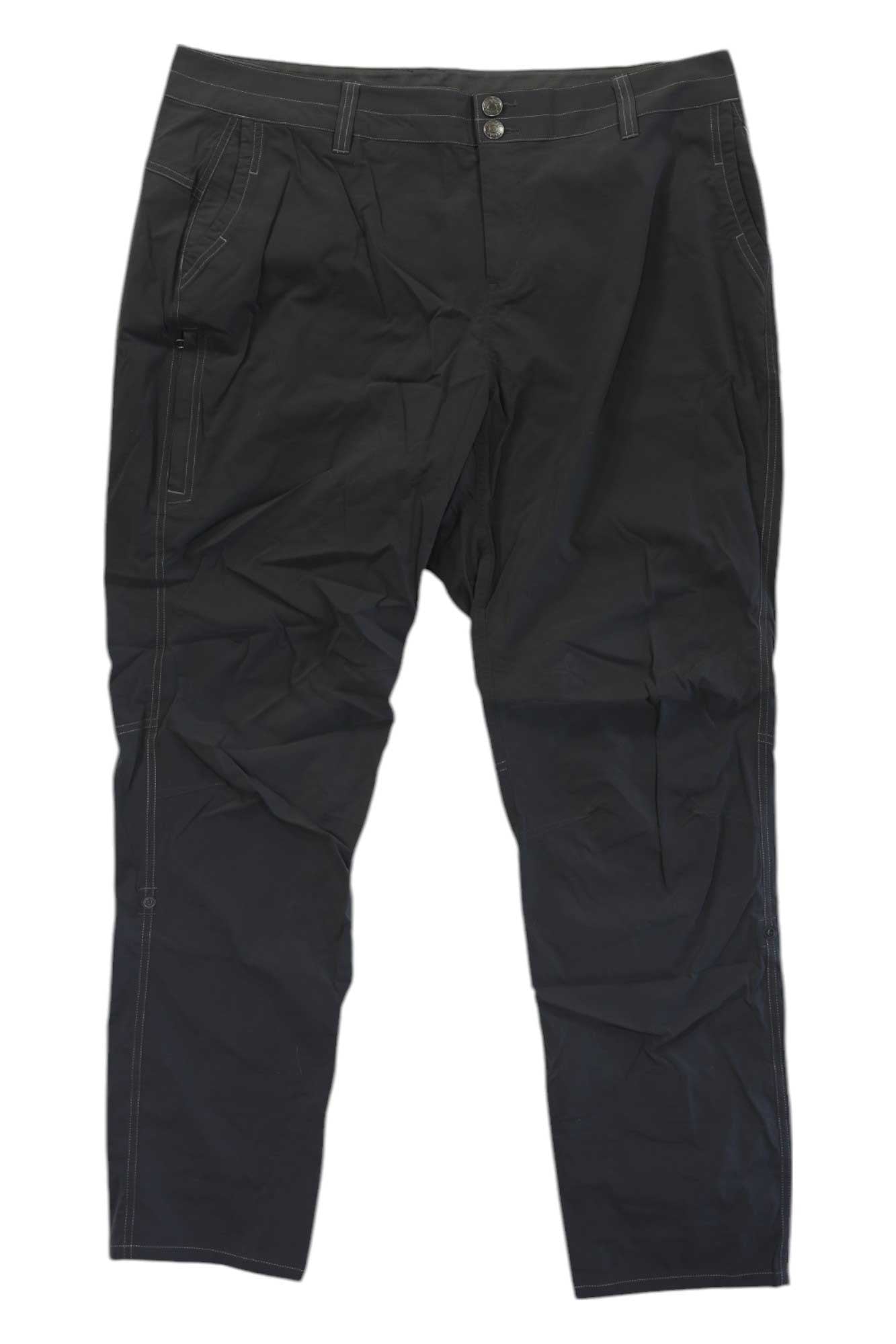 Women’s black cargo pants with button closure and side pockets