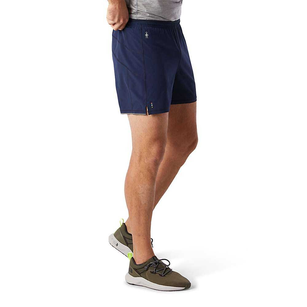 Men's merino sport lined 5-inch shorts, solid navy with side pockets
