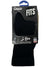 A package of FITS Light Hiker Crew Socks in black, size medium, featuring cushioning, lightweight merino wool, graduated compression, and a Made in USA label on the packaging.
