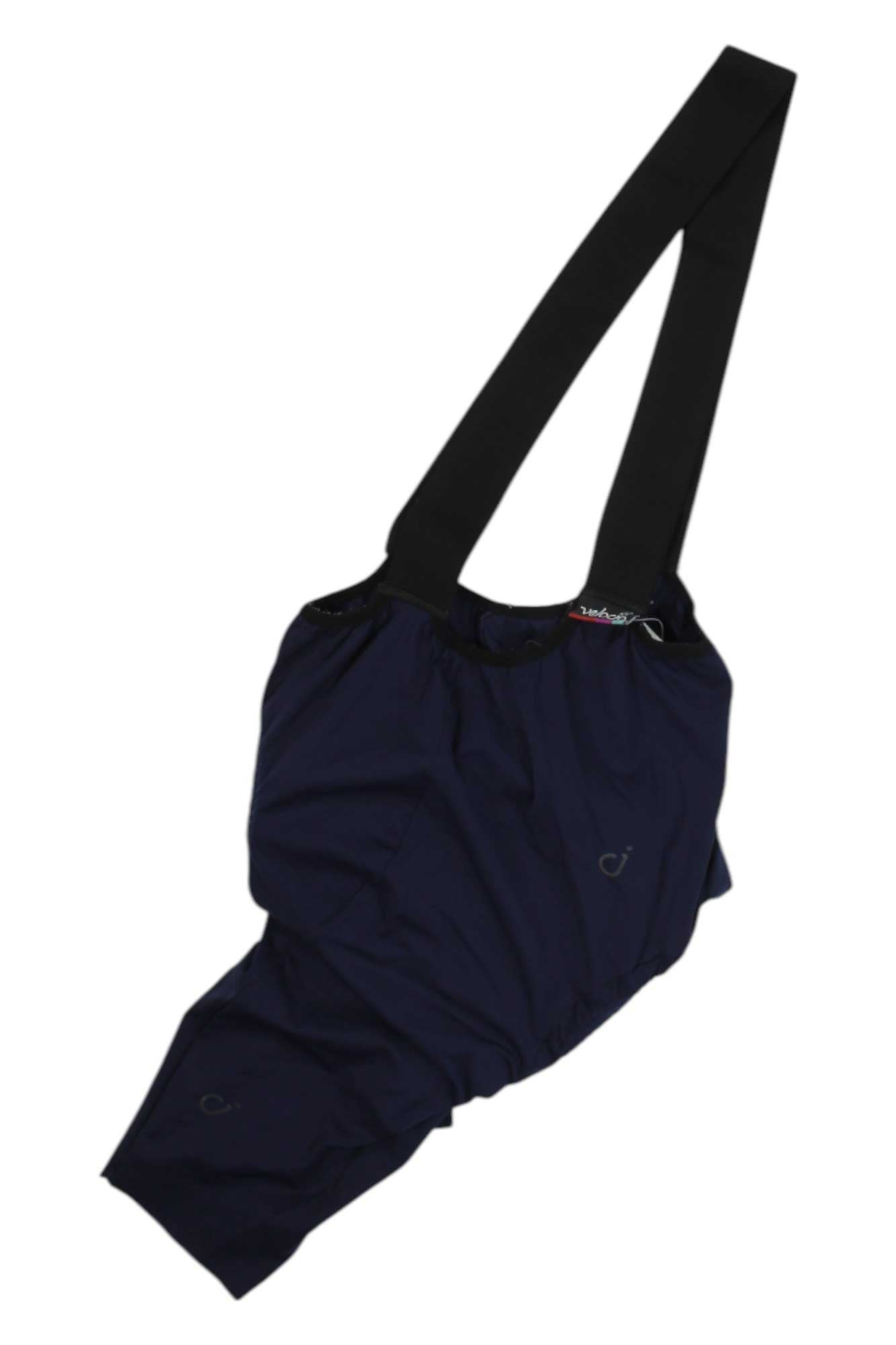 Navy cycling bib shorts with black straps and padded seat