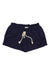 The Roxy Womens Oceanside Short features an adjustable waist with a white rope drawstring, navy blue fabric, side pockets, and a small white label—ideal for effortless women’s style and comfort.