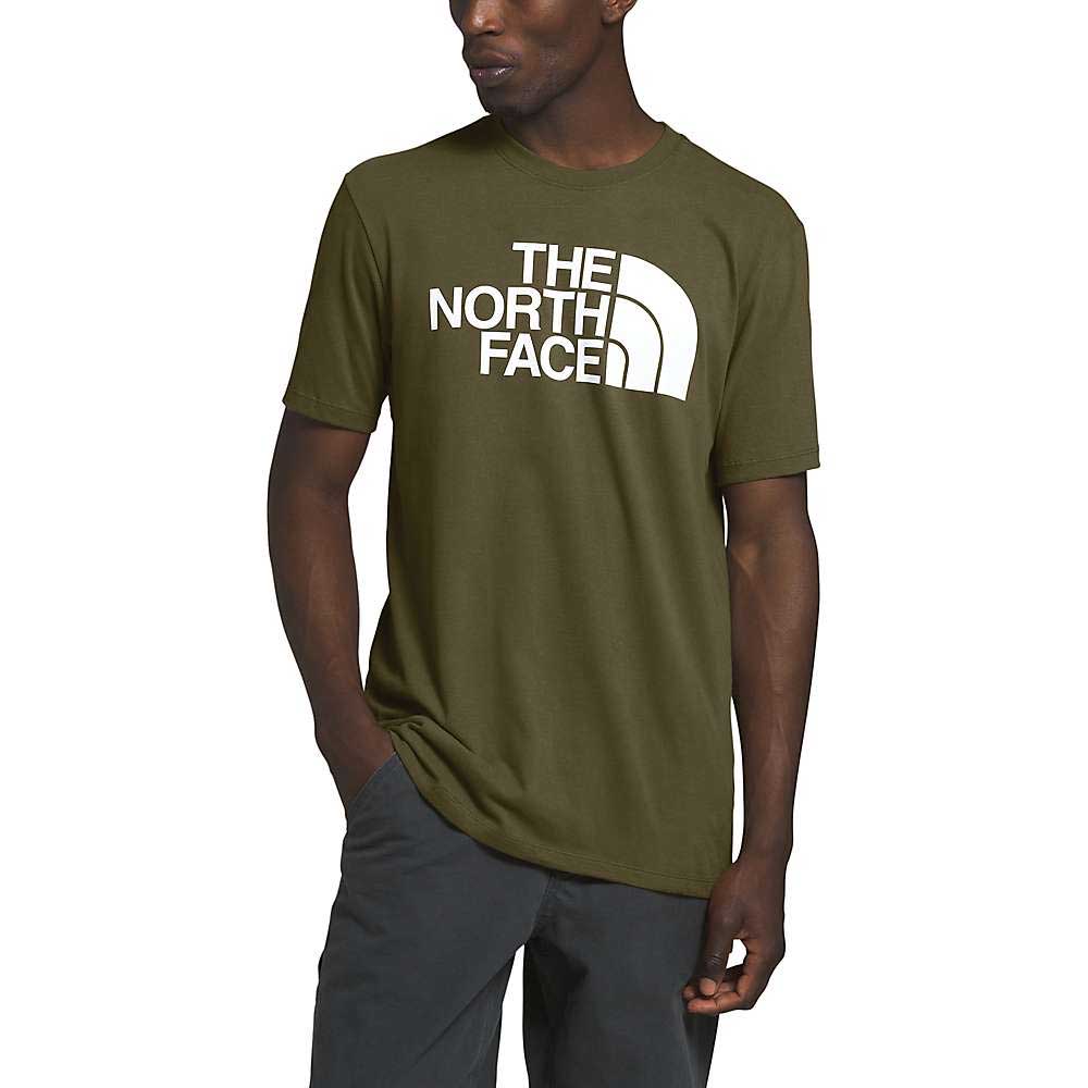 Men's short sleeve tee in burnt-olive green with crew neck and The North Face half dome logo
