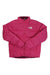 The North Face Kids Reversible North Down Jacket is a bright pink outdoor coat with a front zipper, high collar, long sleeves, and logo on the left chest—perfect for keeping kids warm and stylish.