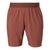 The Flylow Men's Safari 8.5 Inch Short features a reddish-brown color, subtle dotted pattern, elastic waistband, no visible logos or pockets—perfect for mountain biking or sun-protective outdoor activities. Displayed on a white background.