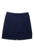 The Royal Robbins Womens Discovery III Skort is a plain dark blue, knee-length skort with a straight cut and small front slit at the hem, shown laid flat on a white background.