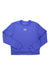 The Under Armour Women's Rival Terry Crew Top is a long-sleeve, purple crewneck sweatshirt with a white chest logo and moisture-wicking fabric, shown laid flat on a white background.
