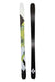 The Black Diamond Helio Carbon 88 Ski is shown: one ski has a white, green, and black geometric design with the Helio Carbon 88 logo; the other features a plain black carbon fiber base with a white logo near the tip—great for backcountry skiing.
