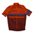 Orange short-sleeve cycling jersey with full-zip front, blue reflective stripe on chest.