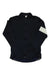 A Rapha Long Sleeve Classic Jersey II in black, with a full front zipper and a wide white stripe on the left sleeve, displayed flat on a white background. Made from recycled polyester, it combines timeless style and performance for cyclists.