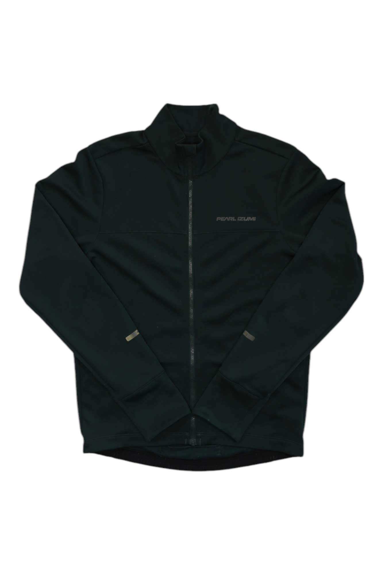 Men's thermal cycling jersey, black full-zip jacket with stand collar