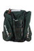 The Kulkea Kids Speed Star Ski Boot Bag is a green backpack with white logos, orange zipper pulls, and abstract line designs, shown standing upright against a white background.